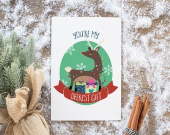 Rudolph Reindeer Holiday Cards, Christmas Cards, Xmas, Woodland, unique and hipster, pop art, Holidays, Xmas, funny cards, personalized