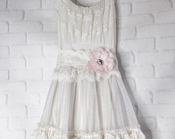 eggshell & ivory crystal organza lace boho wedding dress by mermaid miss Kristin