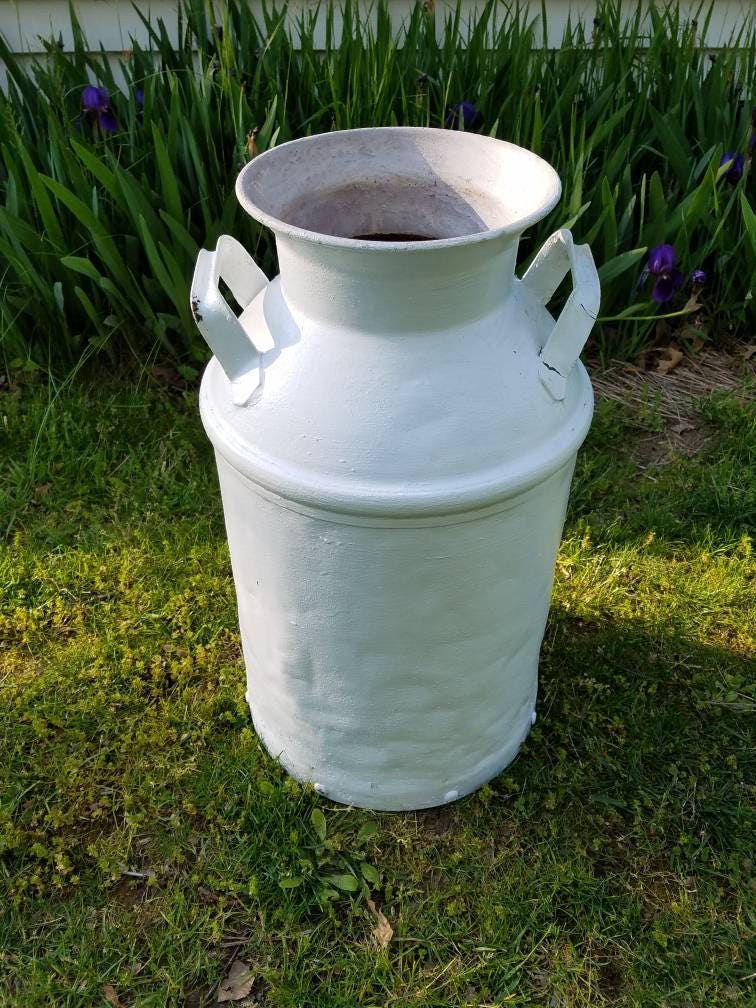 Antique White Milk Can No Lid Farmhouse