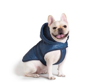 Quilted Nylon Puffer Jacket with Shearling Lining - Blue, Pet Apparel, Dog Jacket