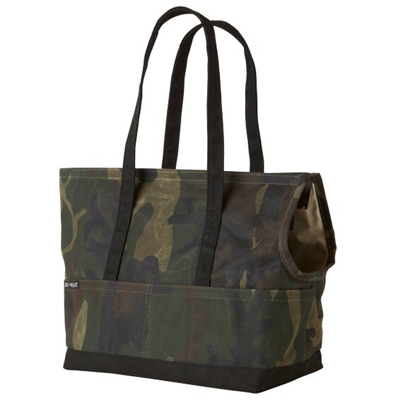 Waxed Canvas Pet Tote Camouflage Dog Carrier