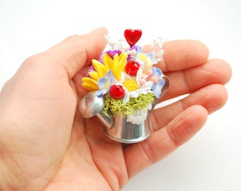 Watering Can Flowers Grooms Boutonniere, Summer Farm Country Wedding Accessories, Flowers Groomsmen Boutonniere, Forget Me Not, Sunflowers