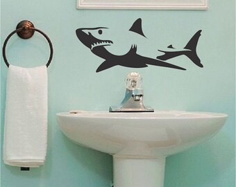 Shark Wall Art shark wall decals | etsy Shark Wall Art shark wall decals | etsy