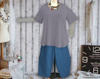 Plus sizes - US 18 - 34, UK 20 - 36, Shirt tail hem - WAVE style, jersey/cotton,grey