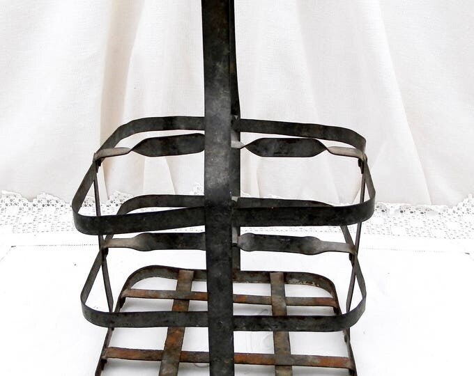 Antique French Metal Wine Bottle Carrier for 4 Bottles, French Country Decor, Shabby, Chic, Champagne Bottle Holder, Cellar, Picnic, Kitchen Antique French Metal Wine Bottle Carrier for 4 Bottles, French Country Decor, Shabby, Chic, Champagne Bottle Holder, Cellar, Picnic, Kitchen