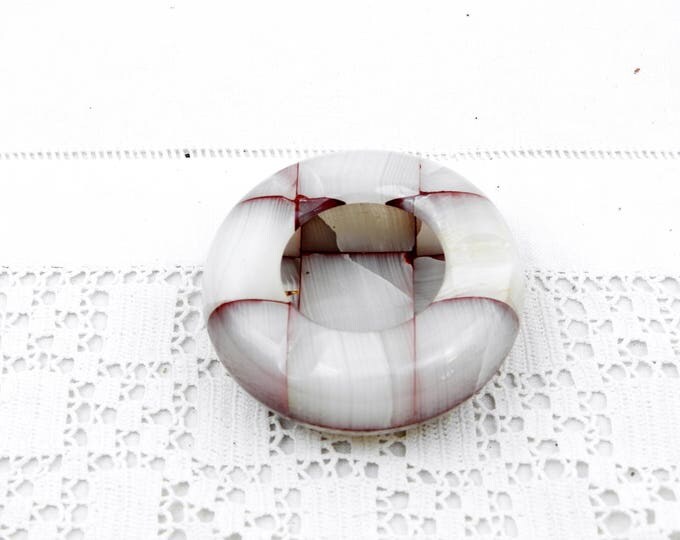 Small Vintage Carved Pale Onyx Marble Agate Stone Ashtray, Mosaic Stone, Retro, Man Cave, Semi Precious, Tobacciana, Smoking, Collection,