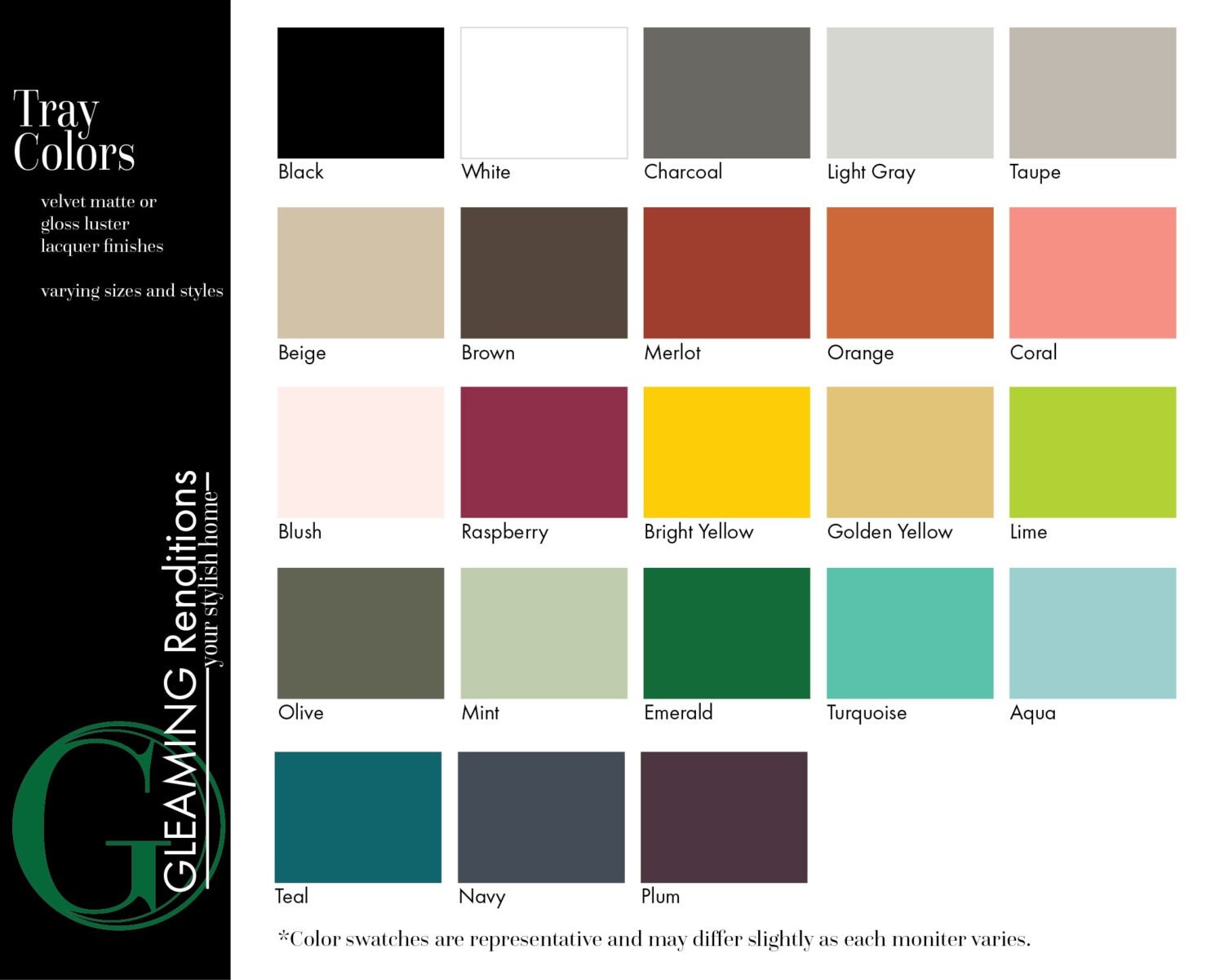 Teal 14 x 18 Lacquered Serving Tray Coffee Table Tray Teal