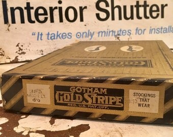 Gotham Gold Stripe Stockings Box- Vintage Hosiery Box- Display Piece-Free Shipping