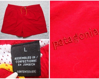 Vintage Retro Men's 90's Patagonia Red Lifeguard Swimsuit Trunks Baggies Large