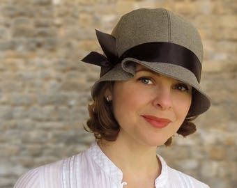 Tess - 1920s Twenties Cloche Grey Black Custom Size Summer Autumn Child Women