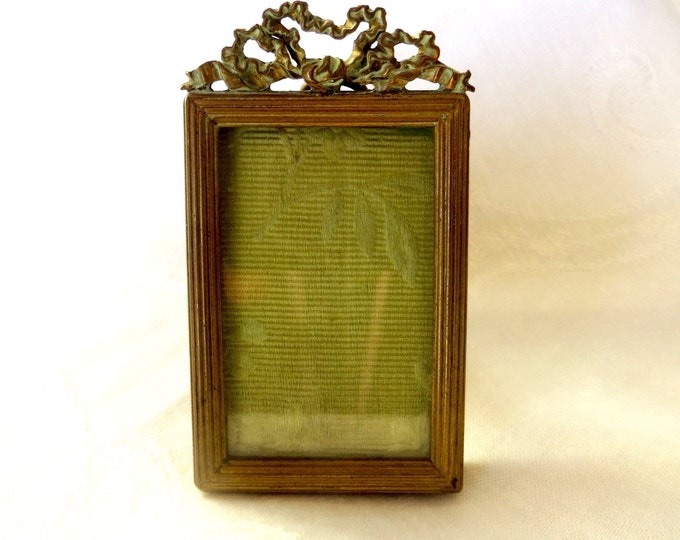 Antique French Ormolu Picture Frame, Petite Photo Frame, Louis XVI Style, Bronze and Brass, Vanity Desk Frame