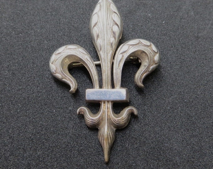 Sterling Silver Fleur Di Lis Brooch, Fleur De LIs Pin, Vintage Heraldic Jewelry