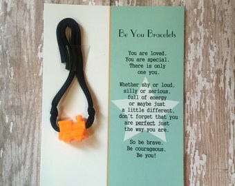 Be You Bracelet- Black w/Orange Train - Useful in Helping With Fidgeting, Sensory Needs, Separation Anxiety, Positive Reinforcement