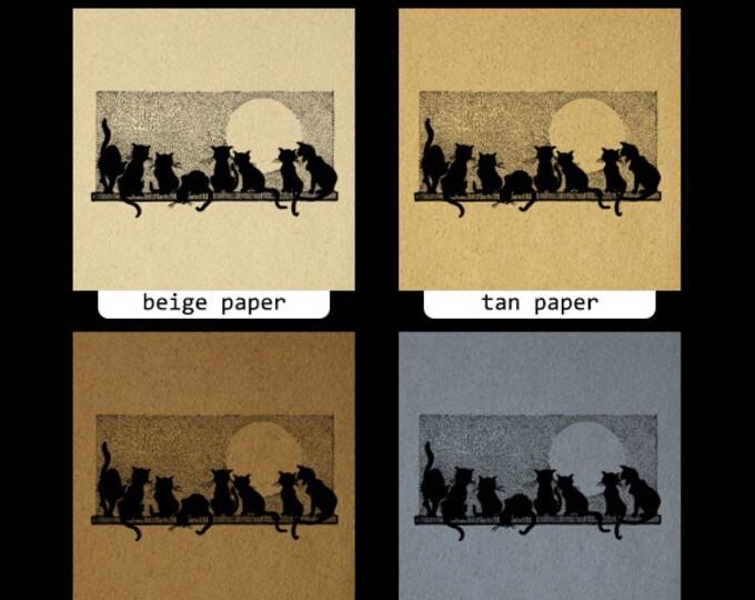 Printable Cats Graphic Image Cat Silhouette Digital Download Illustration Vintage Clip Art Jpg Png Eps HQ 300dpi No.4105