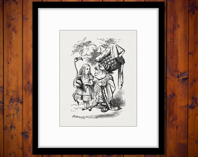 Alice in Wonderland Digital Image Download Alice Flamingo and Duchess Printable Graphic Vintage Clip Art Jpg Png Eps HQ 300dpi No.041