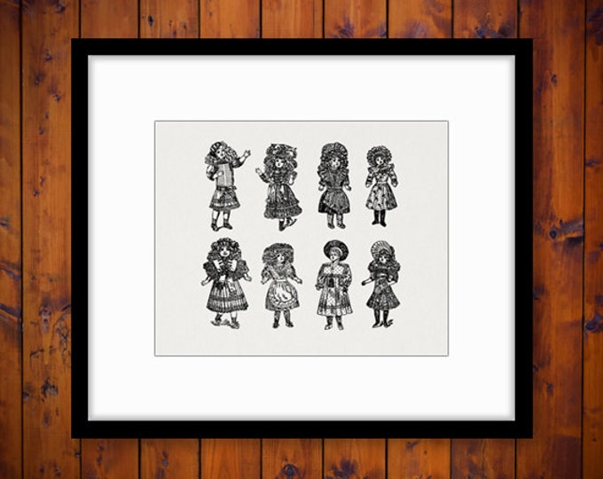 Antique Dolls Graphic Image Digital Girls Printable Collage Sheet Download Vintage Clip Art Jpg Png Eps HQ 300dpi No.1102