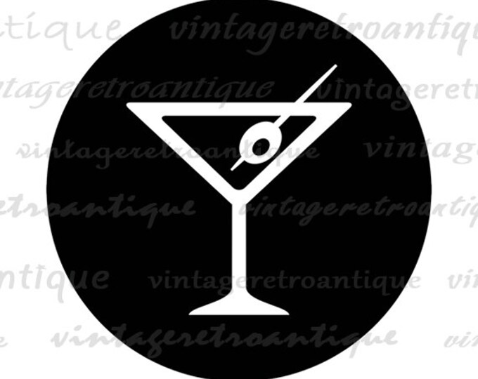 Printable Graphic Martini Glass Download Martini Digital Drink Image Vintage Clip Art Jpg Png Eps HQ 300dpi No.4507