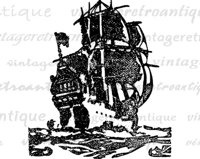 Printable Image Ship Graphic Illustration Digital Boat Download Antique Clip Art Jpg Png Eps HQ 300dpi No.3023