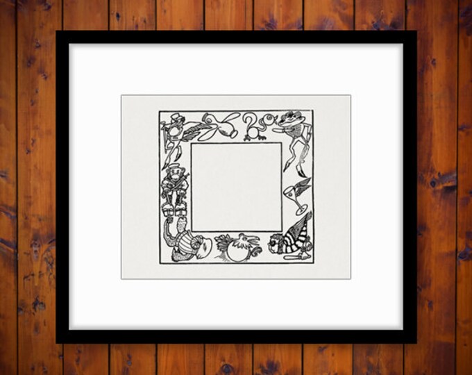 Animals Frame Image Printable Digital Box Border Download Graphic Antique Clip Art Jpg Png Eps HQ 300dpi No.1872