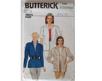 UNCUT Vintage 80's Butterick #6463 Unlined Short or Long Sleeve Blazer Jacket Sewing Pattern 3 Options Size Bust 34" UK 12