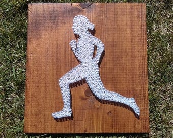 Running string art - running medal holder- runner home decor - marathon - 5K - 10K - half marathon - training - mantle decor - wall decor