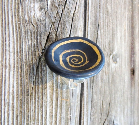 Ceramic Ring, Statement Ring, Black glaze ring, 26 karat gold , glaze ceramic, Ceramic Oversized Ring, Handmade Art Jewelry, Adjustable Ring