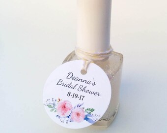Mini nail polish tags - Floral nail polish tags - Bridal Shower favor tags - Round Baby shower tags - Small polish tags (C-07)