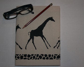 Natural Canvas Journal with Galloping Giraffe Print