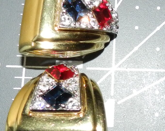 Art Deco Style Earrings, Mogul Earrings, Pave Crystal Earrings, Vintage Statement Earrings, 1980s Jewelry Jewellery, Regency