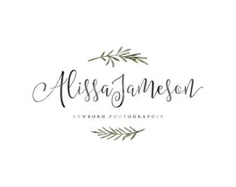 Watercolor Twig Logo Design - Watermark Rosemary Photography Logo and Watermark - Premade Photography Watermark - Premade Logo Design 245