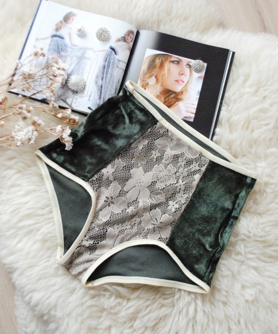 OLIVE GREEN high waisted panties Khaki panties Green