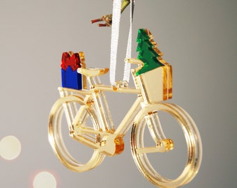 Bicycle Christmas Decoration - Bicycle Christmas Ornament - Hanging Bike Decoration - Bicycle Tree Decoration - Festive Golden Bike