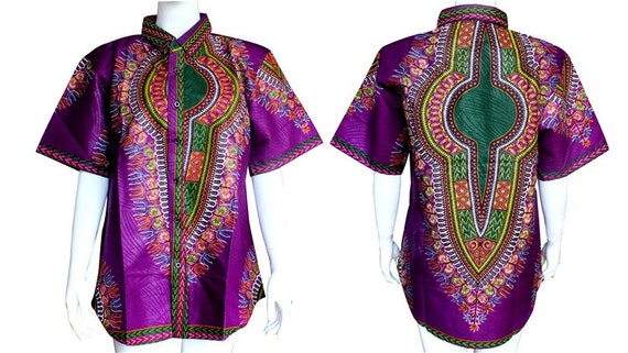 Purple Dashiki Shirt For Men's African shirts Short