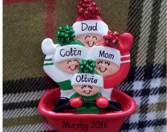 Personalized Family Christmas Ornament Family of 4 Sledding - Christmas Ornament for Family - Gift for Mom - Gift for Grandma