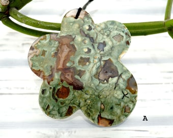 Rainforest Rhyolite flower pendants (ETP00279)
