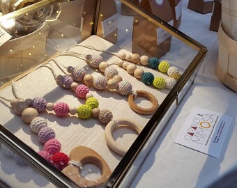 Personnalisé Collier d'allaitement et portage en coton bio et bois français
