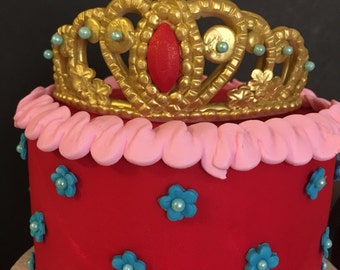 Princess Gold tiara cake topper. Elena of Avalor inspired. Elena of avalor party Topper.