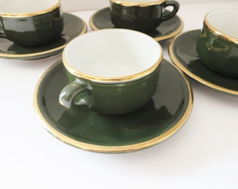 Apilco 1980's Espresso green cup and saucer, Mocha cup, French Apilco, Coffee, Espresso cup
