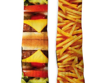 Custom Burger and Fries SS Athletic Socks