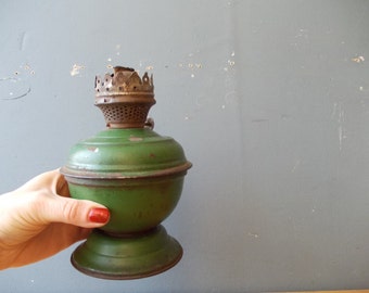 Vintage table OIL lamp / Rustic EMERALD / Home decor USSR era 50's
