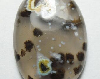 Gray purple with brown moss la burbuja agate cab (E2684)