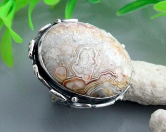 Agate silver ring , sterling silver 925 , big stone, big ring, solitaire rings, texture rings, cocktail ring,yellow stone