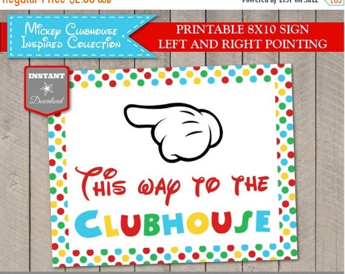 SALE INSTANT DOWNLOAD Printable Mouse Clubhouse 8x10 This Way to the Clubhouse Party Sign / Left & Right / Clubhouse Collection/ Item #1680