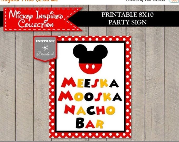 SALE INSTANT DOWNLOAD Printable Classic Mouse Nacho Bar Party Sign / 8x10 / Mouse Classic Collection / Item #1581