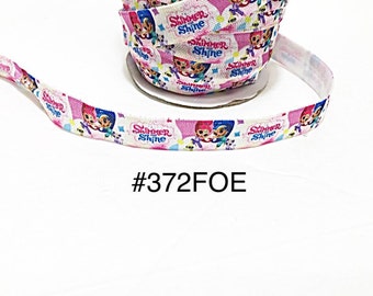 2/3/5 yard - 5/8" Shimmer and Shine Ginies with Cat Fold Over Elastic Headband Hair Accessories