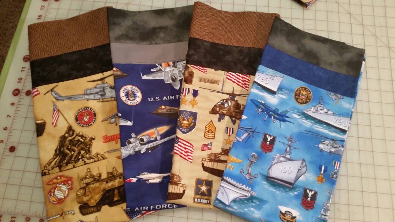 Military themed pillowcases 4 choices Army Navy by EmilHansDesigns