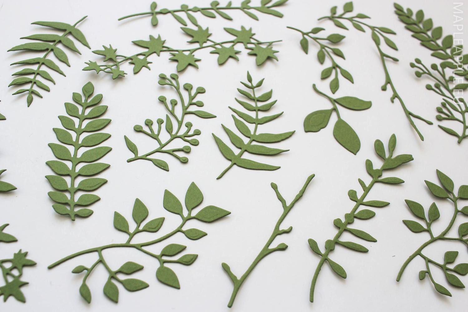 Leaf die cuts Green leaves scrapbooking decor wedding