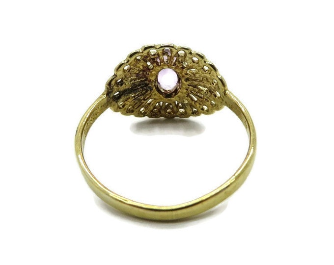 Vintage Amethyst Cocktail Ring, Sterling Silver, Gold Plated Filigree Ring, Size 8.25-8.5