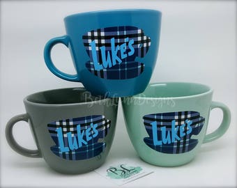 Luke's Diner Inspired Big Mug | Ivy League PLAID Collection | Stoneware Mug | Professional Layered Vinyl Decal | Gilmore Girls Inspired