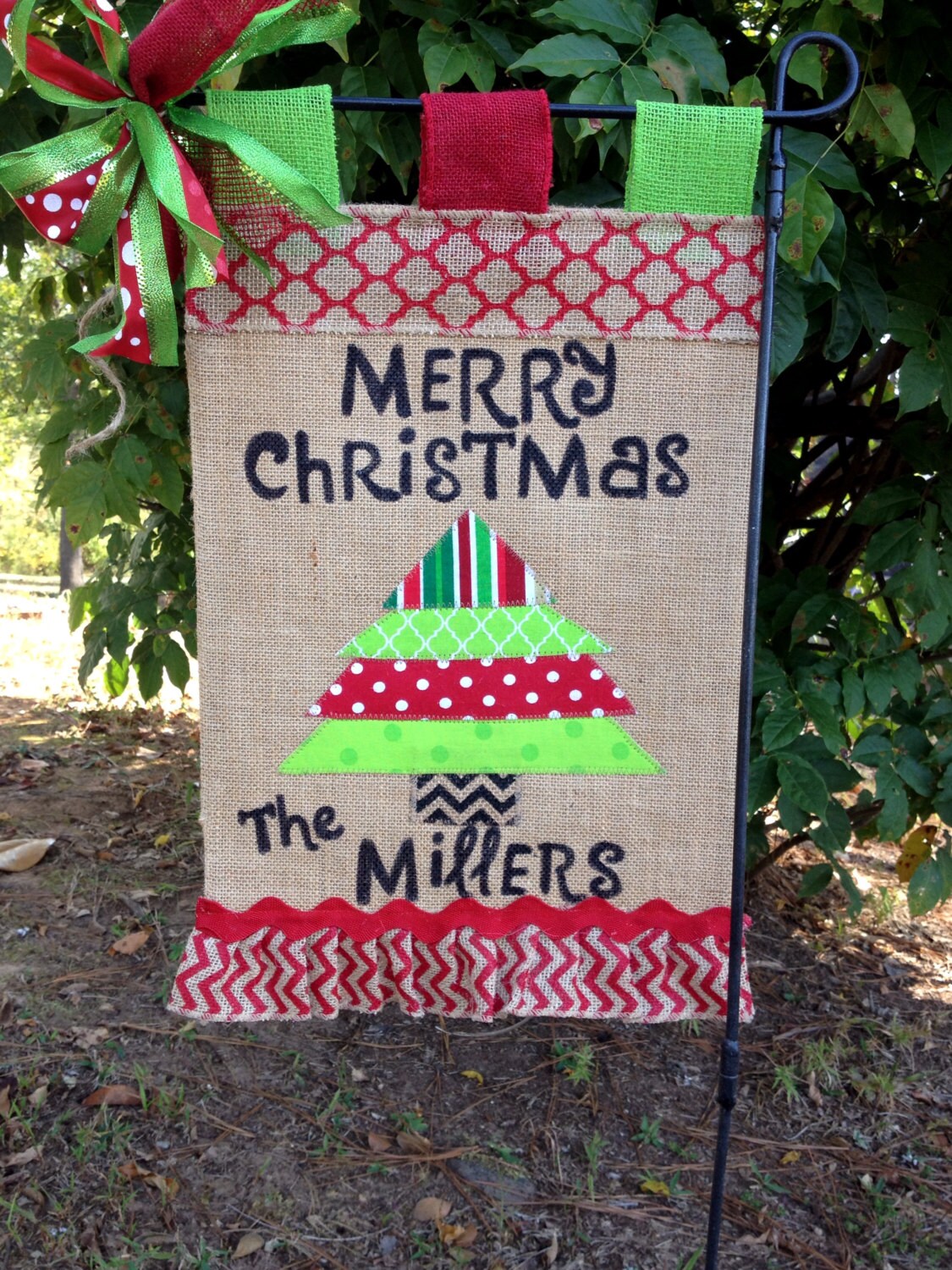 Christmas Garden FlagChristmas Burlap Garden FlagChristmas
